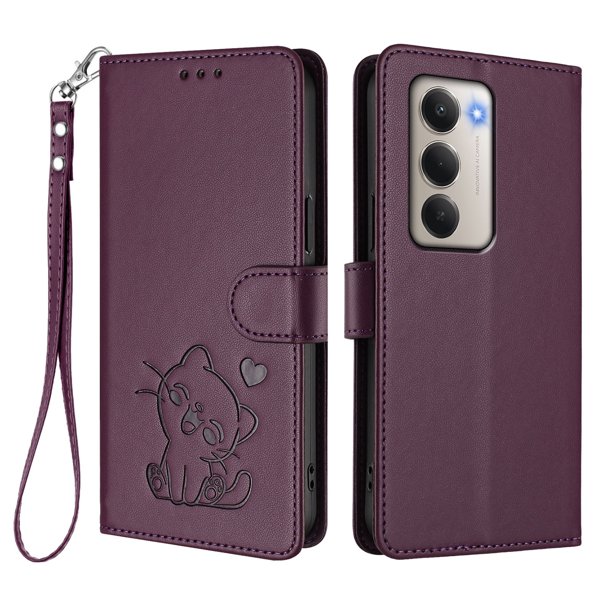 Carcasa Billetera de Cuero Sintético para Xiaomi Redmi 15 4G/5G, Morado Oscuro