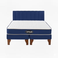 Vitelio - Cama 2 Plazas Modular Europea Azul Rey + Colchón Ortopédic