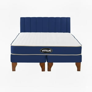 Vitelio - Cama 2 Plazas Modular Europea Azul Rey + Colchón Ortopédic