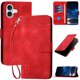 thumbnail image 1 of Funda Flip Premium Fibra de Carbono para iPhone 16 Plus con Soporte y Cierre Rojo, 1 of 6