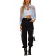 thumbnail image 2 of INSPIRE CHIC Camisa de Mujer con Botones al Frente, Cuello en Punta, Malla Transparente, Mangas Largas, Talla S, Azul Claro, 2 of 6