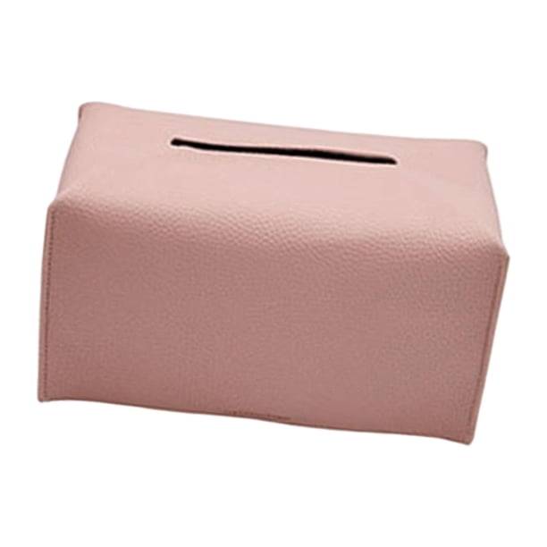 Dispensador De Servilletas De Caja De Pañuelos De Cuero PU Para Tocador De Mesa Encimera Casa Rosa