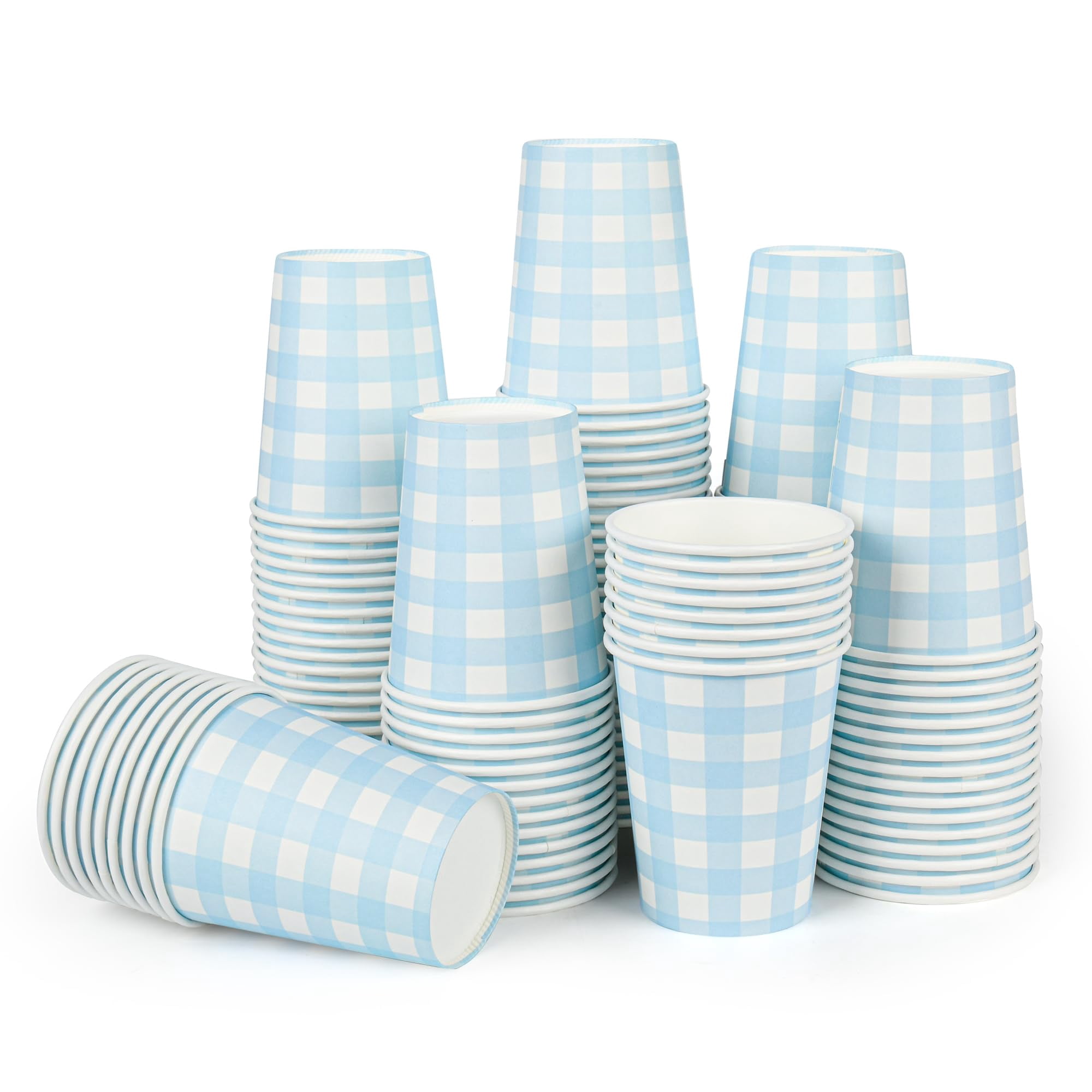 Vasos De Papel Para Fiestas Houuqe Gingham, 9 Oz (120 Unidades)