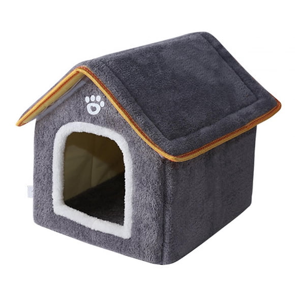 Casa para gatos con nido para gatos, cama para gatos con cojín interior de otoño e invierno, cama cueva para tienda de mascotas para caniche, chihuahu gris S