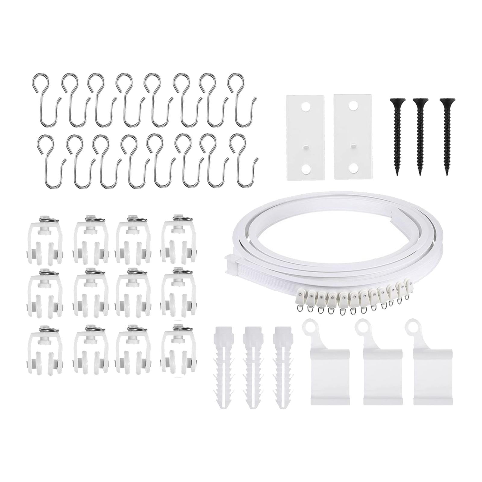 Magideal - Juego De Rieles Para Cortina De Techo Soportes De Montaje Rodillos Ganchos Accesorios De Montaje Para Baño Sala De Estar Balcón Separador De Ambientes , 200cm