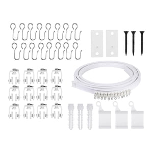 Magideal - Juego De Rieles Para Cortina De Techo Soportes De Montaje Rodillos Ganchos Accesorios De Montaje Para Baño Sala De Estar Balcón Separador De Ambientes , 200Cm