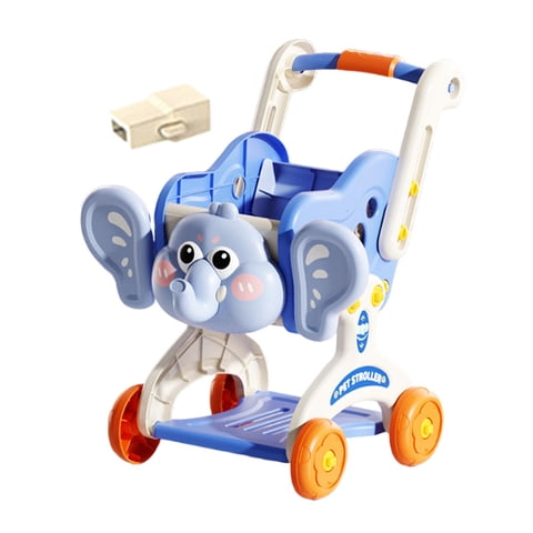 Magideal - Carrito De Compras Juguete Para Niños Carrito De Supermercado Simulado Con Función De Almacenamiento Carrito De Juegos De Rol Didáctico Accesorio Para Azul
