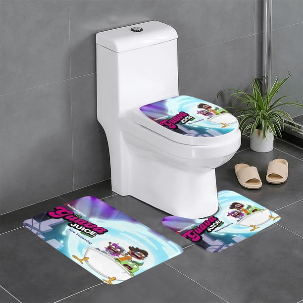 El Show de Guava Juice Juego de 3 alfombras de baño de coral fleece: tapete de baño + alfombra de inodoro en forma de U + funda de tapa de inodoro en forma de O