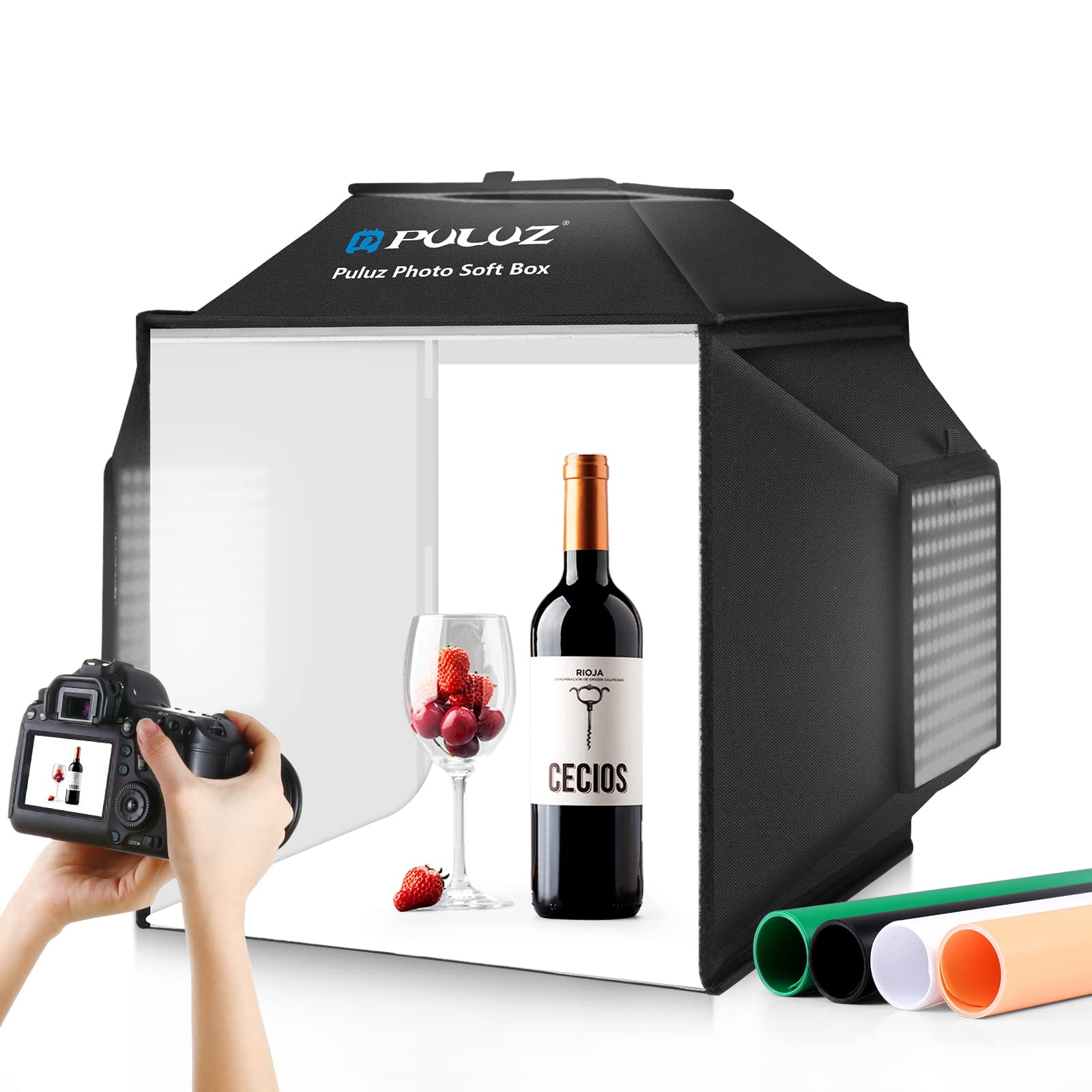Caja De Luz Puluz Upgrade Para Estudio Fotográfico, 40 X 40 Cm, Con 480 Led