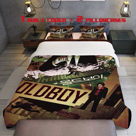 3pcs Old Boy Movie Aesthetic Theme Print Three Piece Bedding Set Soft Quilt Cover And Two Pillowcases