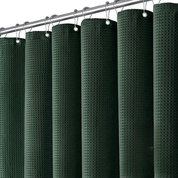 Cortina de Ducha Dynamene 183x183cm Tejido de Panal Verde Oscuro