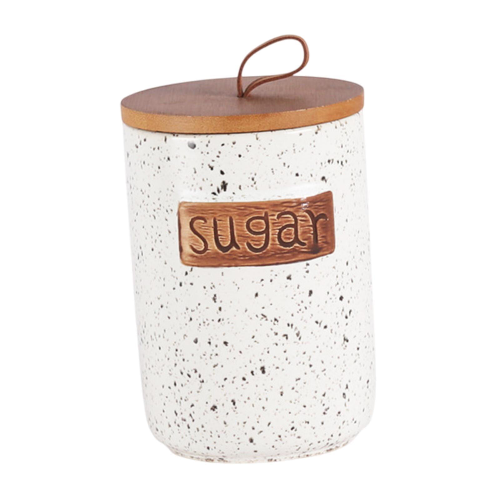 Magideal - Recipiente De Cerámica Para Almacenamiento, Tarro De Cerámica Con Sello Portátil, Encimera, Decoración De Cocina, Tarro De Almacenamiento De Alimentos Azúcar