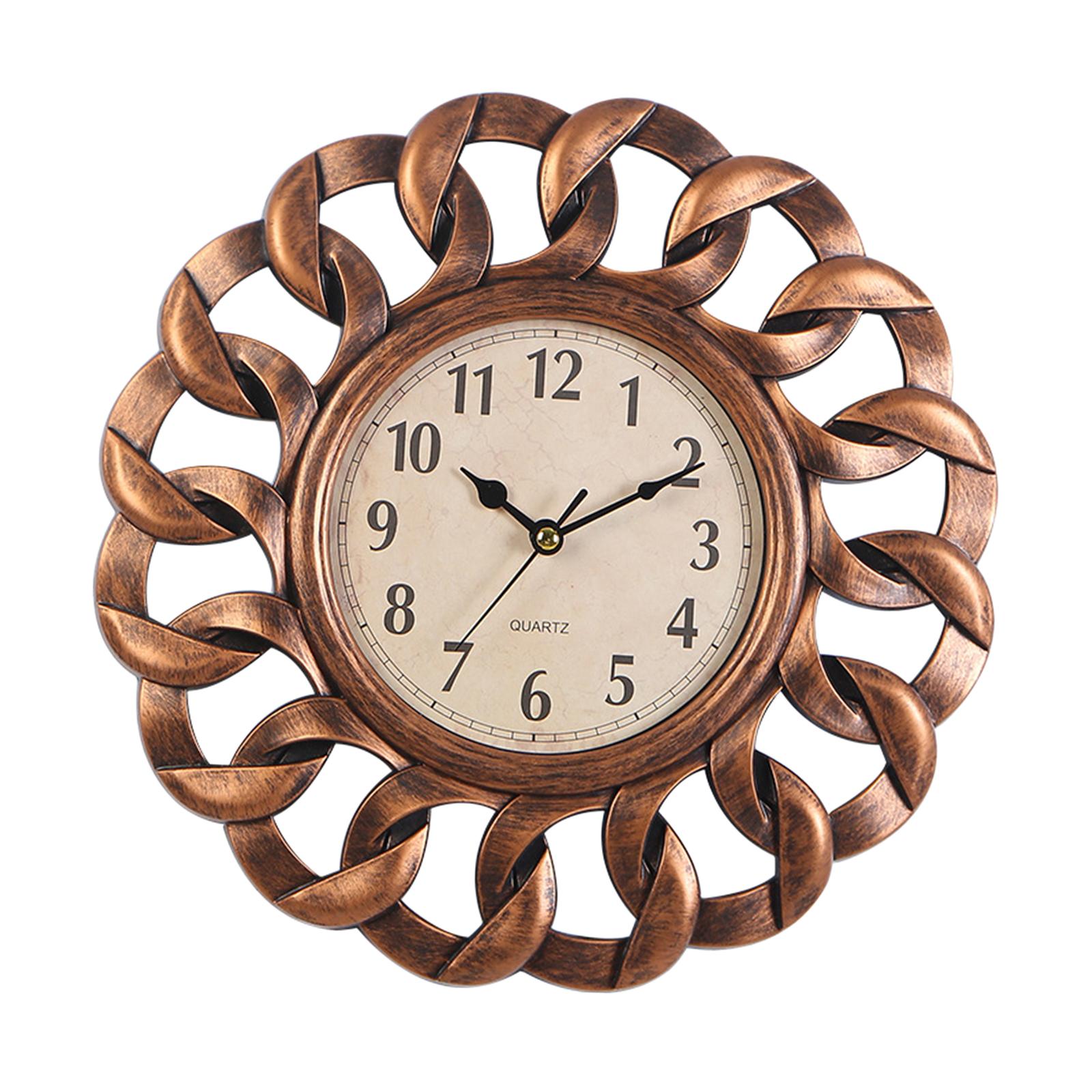 Magideal - Reloj De Pared Retro Pulgadas, Números Arábigos Silenciosos Clásicos, Relojes Colgantes De Moda De Plástico Para , Sala De , Bronce