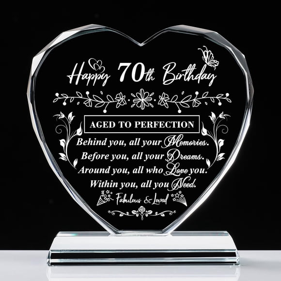 Regalo de 70 cumpleaños con forma de corazón de cristal QIANRUNA para mujeres y hombres