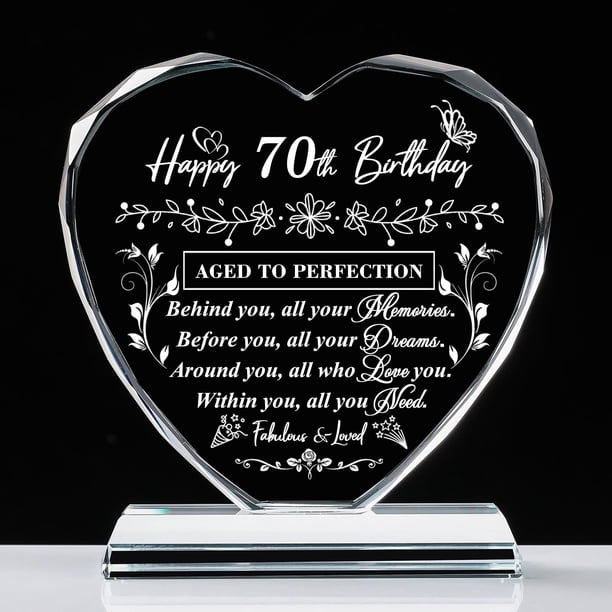 Regalo de 70 cumpleaños con forma de corazón de cristal QIANRUNA para mujeres y hombres