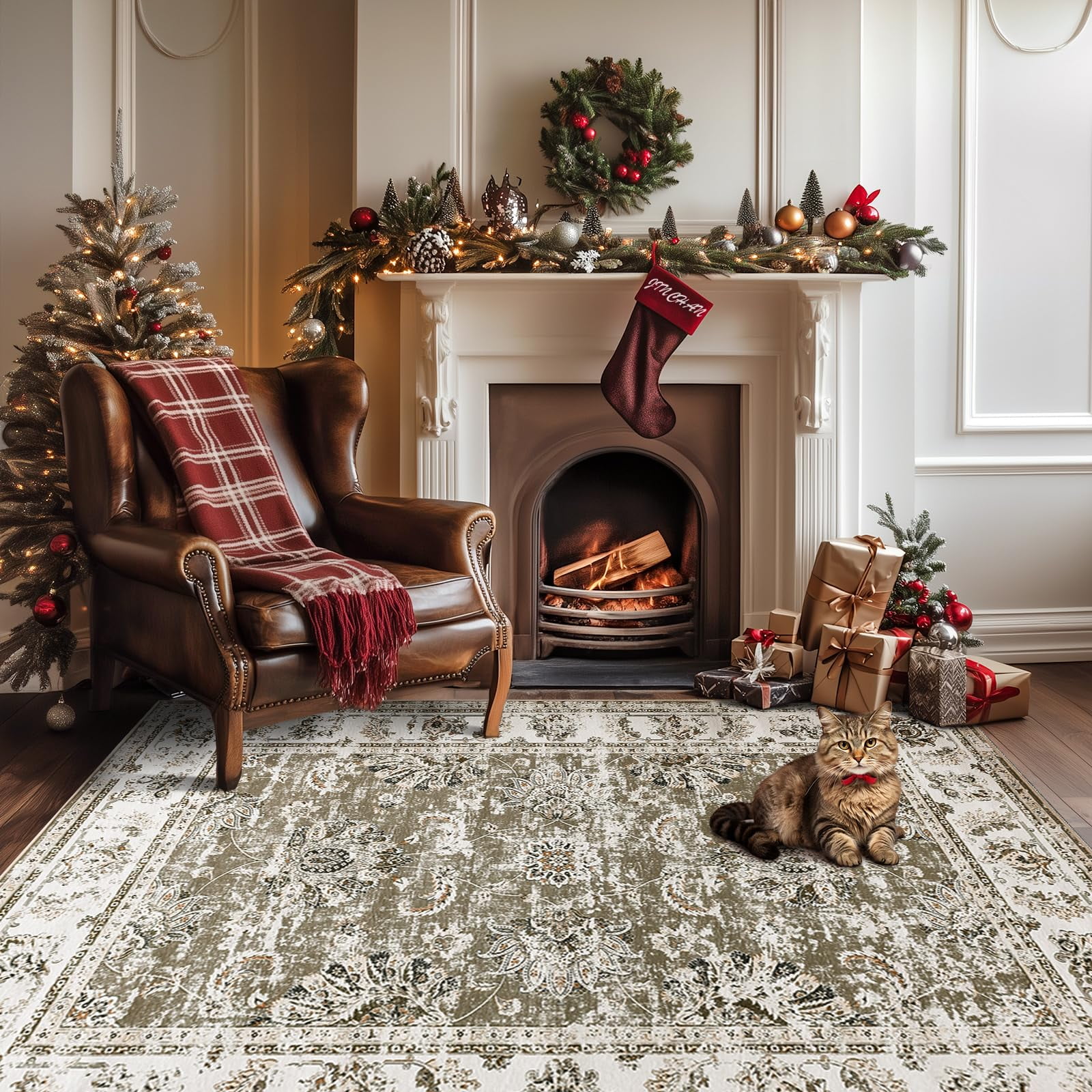 Alfombra Area Jinchan, Lavable, 160 X 230 Cm, De Pelo Bajo, Resistente A Las Manchas