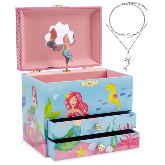 Caja de joyería Jewelkeeper Sirena Musical de 2 cajones