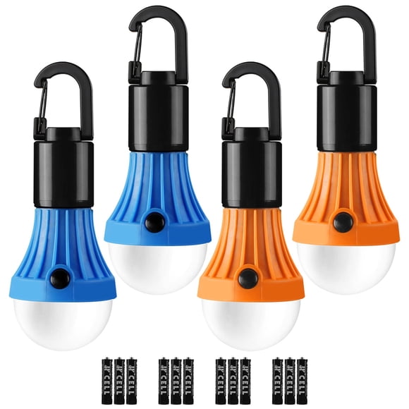 Farol LED para acampar Lepro, 3 modos de iluminación con pilas, paquete de 4