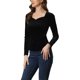 thumbnail image 4 of INSPIRE CHIC Tops de terciopelo de Halloween para mujeres con cuello de corazón, elegante camiseta de manga larga XS Negro, 4 of 6
