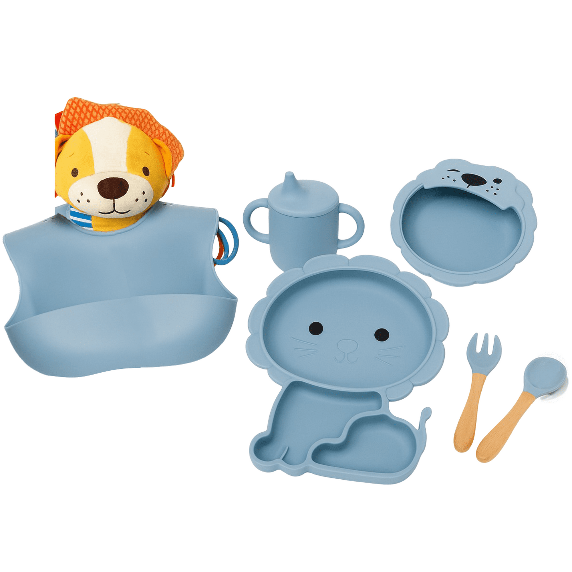 Wakeshome - Set De Alimentación Silicona Dividida Con Ventosa Bebés 6pcs