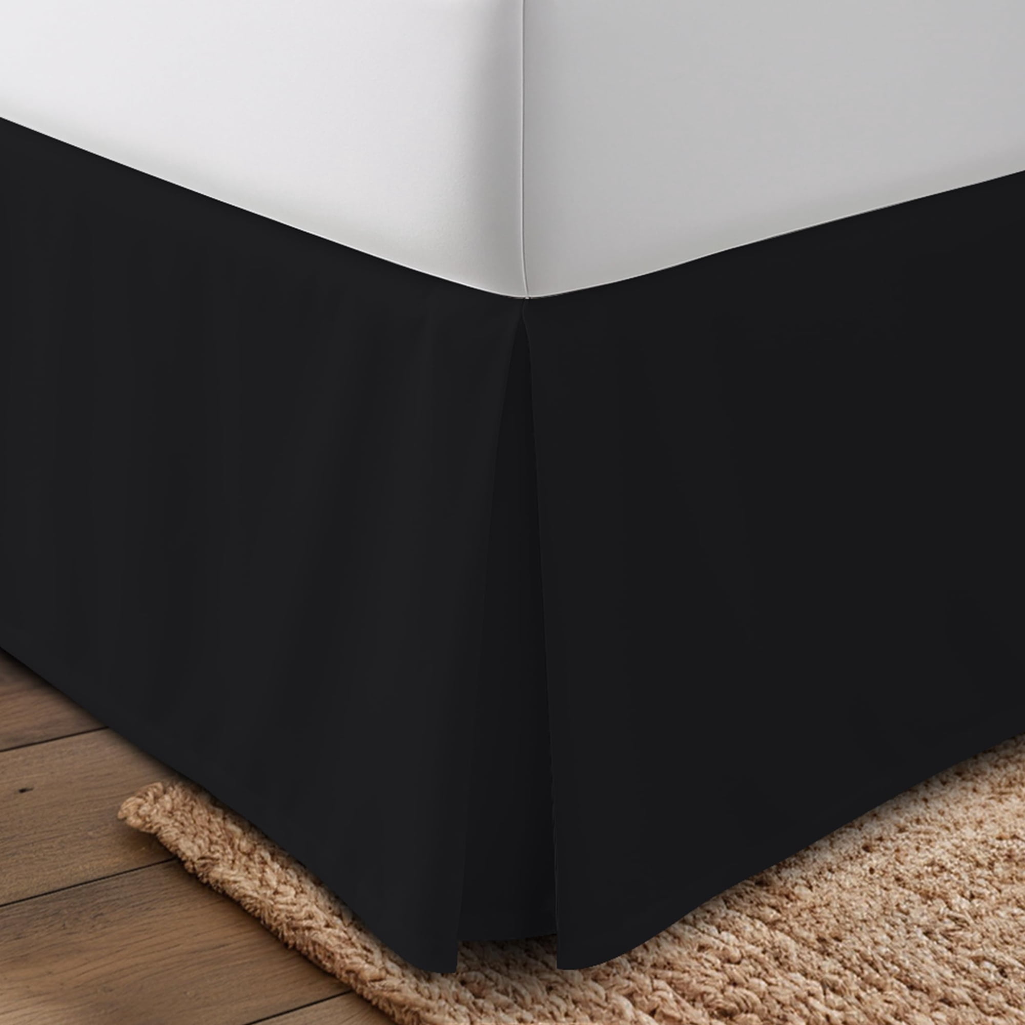 Faldón De Cama Utopia Bedding Queen De 16" De Caída, Negro, Microfibra Suave