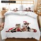 thumbnail image 1 of x1911 Bed SheetsCat Duvet Cover Cats and Dogs Play Christmas Animal Pet Bedding Set for Kids Teens Size Polyester Qulit Cover 3-Piece Bedding Set (1 Duvet Cover + 2 Pillow Shams) nj1911, 1 of 5