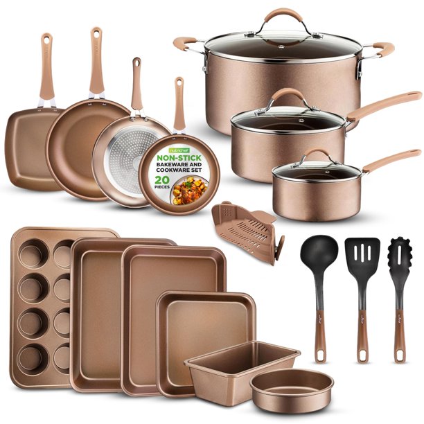 Juego de utensilios de cocina NutriChef, antiadherentes, 20 piezas, con utensilios y utensilios para hornear