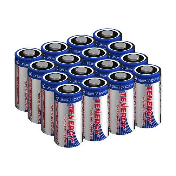 Batería Tenergy CR123A de litio de 1500 mAh y 3 V, paquete de 16
