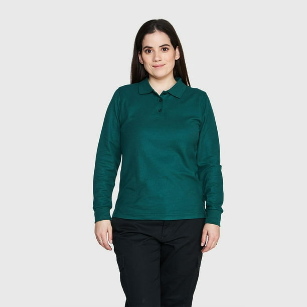 Polera Pique Tc Ml Mujer verde M Lider