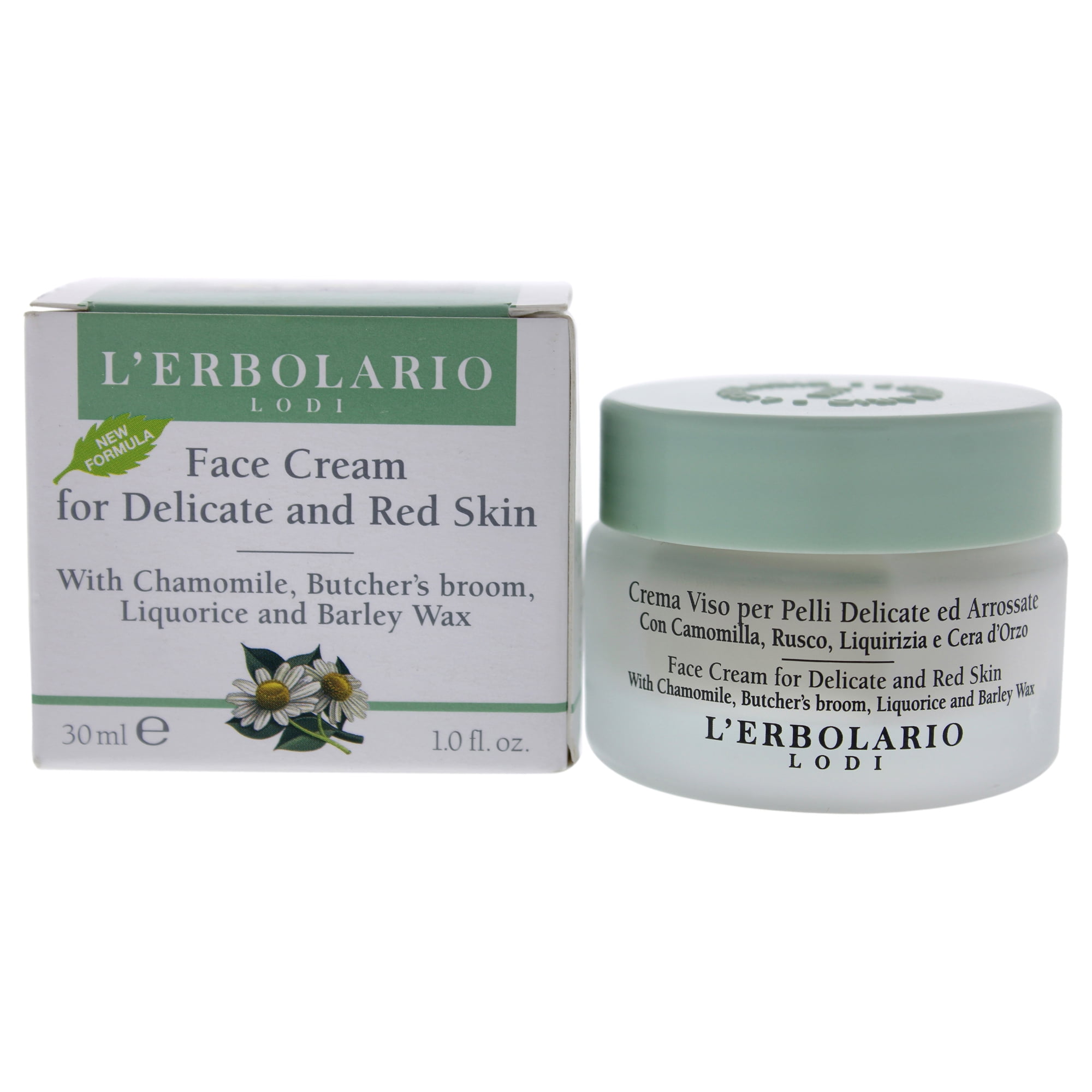 Lerbolario - Crema Facial Para Pieles Delicadas Y Enrojecidas De Para Mujer - 1 Oz De Crema