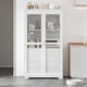 thumbnail image 1 of TOPMAX 44.7x20x75inch Kitchen Pantry, Freestanding Kitchen Storage Cabinet Display Cabinet with Glass Doors and 4 Built-in Drawers for Living Room, Home Office, White, 1 of 3