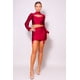 thumbnail image 3 of Conjunto De Blusa De Cuello Alto Con Abertura Frontal Y Manga Larga Abullonada Y Minifalda Con Liga Fruncida En Los Laterales, 3 of 5