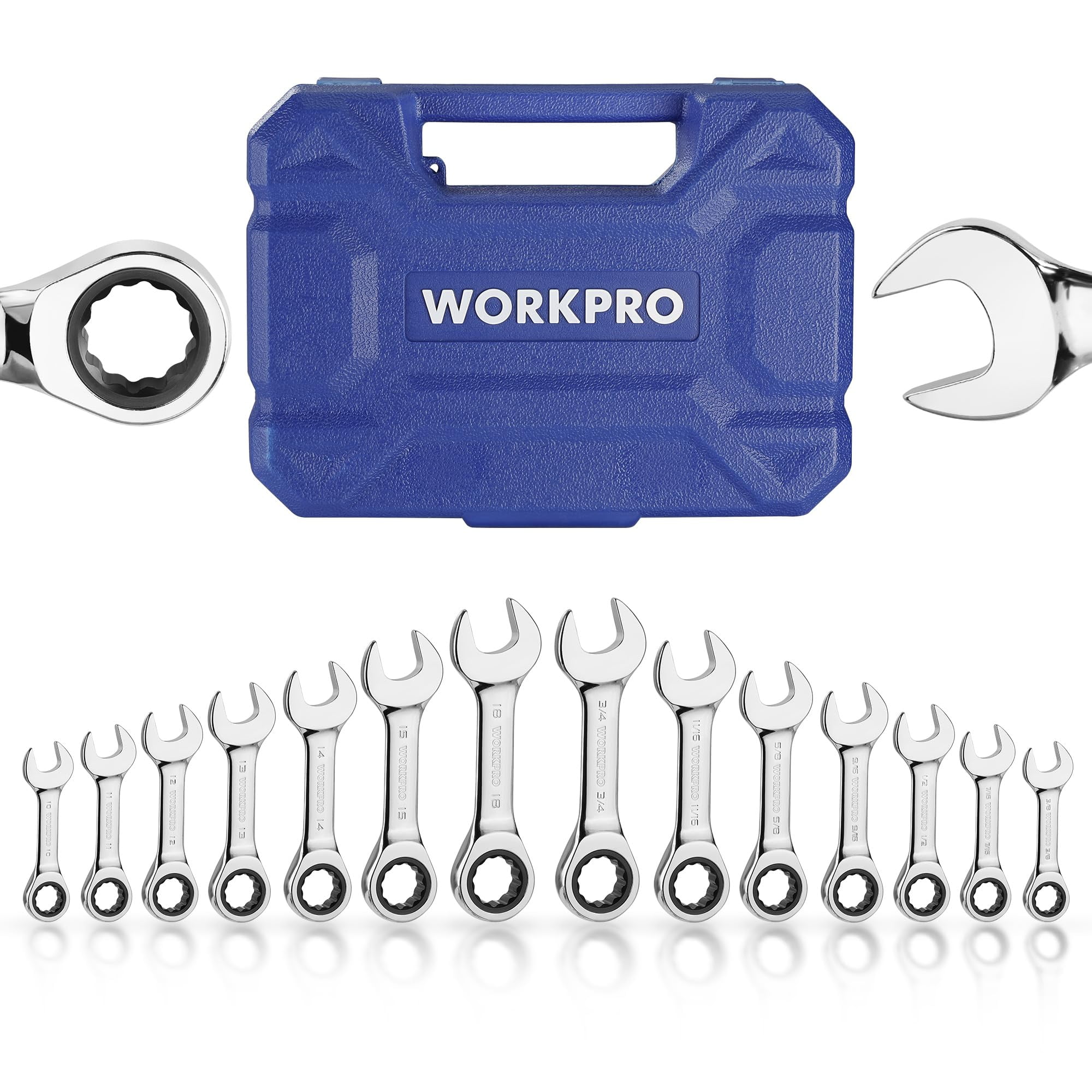 Juego De Llaves Rechonchas Combinadas Con Trinquete Workpro 14 Piezas