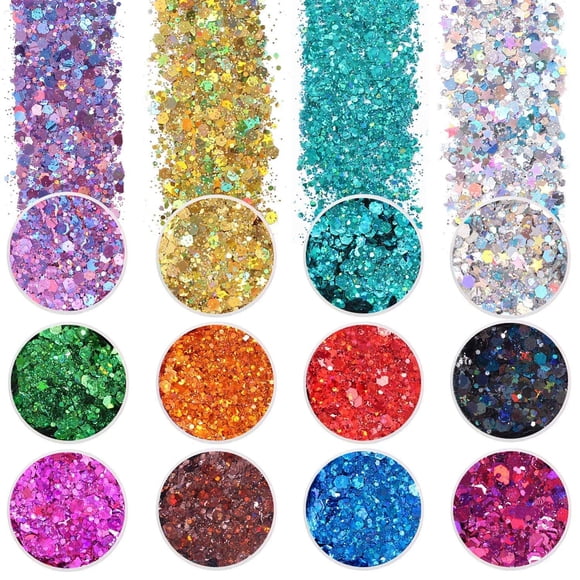 Set de purpurina Licool Craft, holográfico, grueso, 12 colores