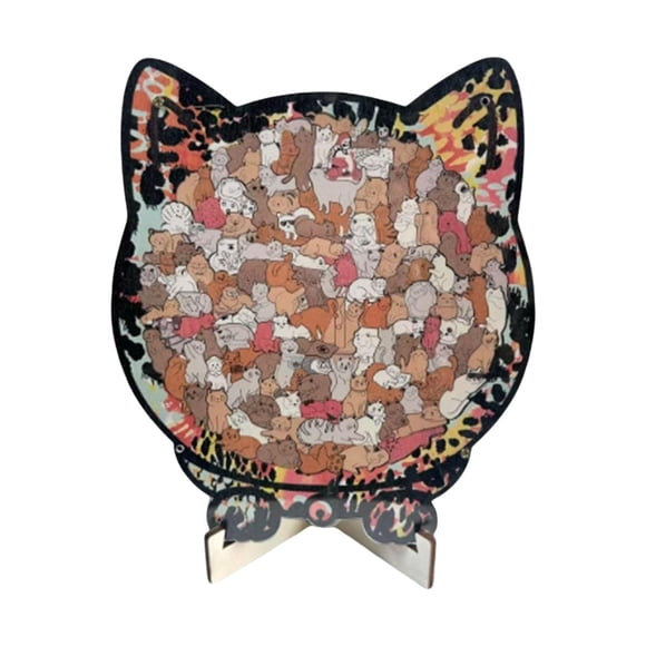 Rompecabezas De Madera Con Forma De Gato, Portátil, Para Desarrollar La Motricidad Fina. Estilo E.