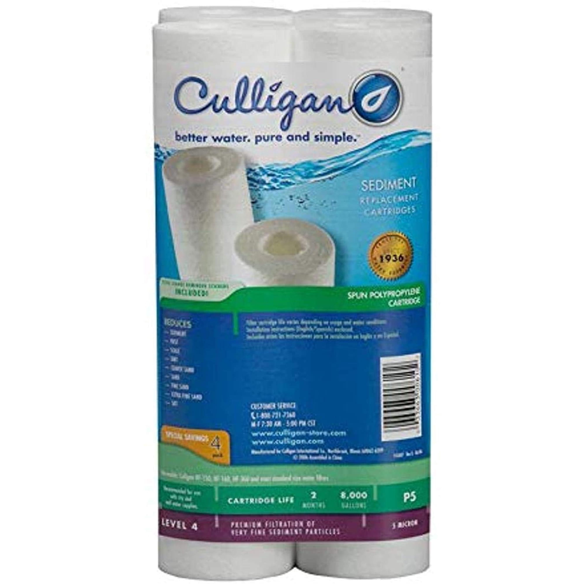 Filtro De Agua Culligan P5 Whole House Premium, 8000 Galones, Paquete De 4