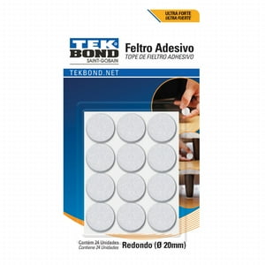 Fieltros Adhesivos Redondo 20Mm Blanco 24Un. - Tekbond