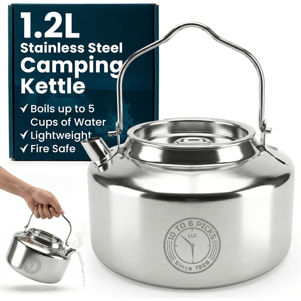 Tetera Camping 10 To 6 Picks 1.2l Acero Inoxidable Outdoor
