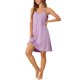 thumbnail image 4 of INSPIRE CHIC Camisón de Mujer de Mezcla de Algodón Sin Mangas con Tirantes Finos Vestido de Dormir con Detalle de Espalda Cruzada Ropa de Casa Hasta la Rodilla 2XL Lila Claro, 4 of 6