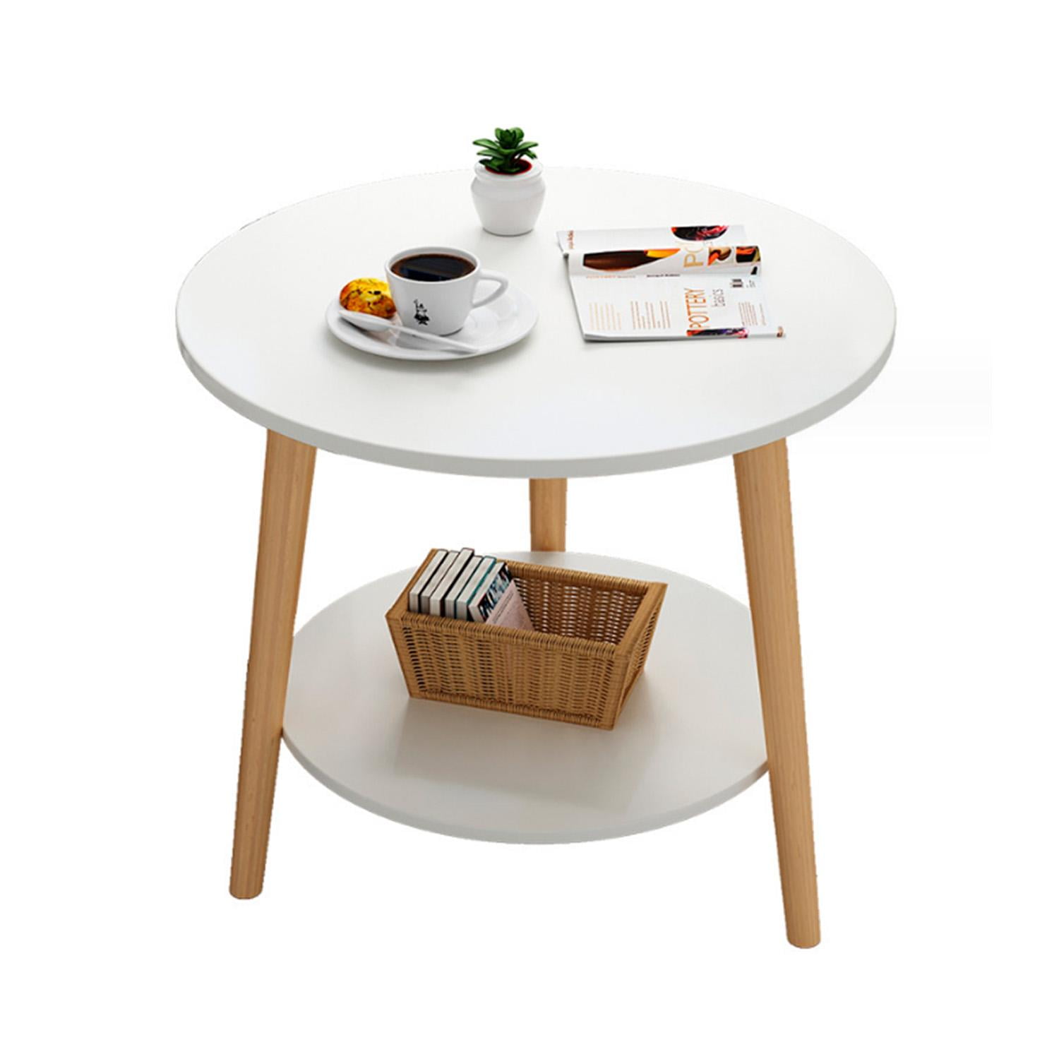 Global Latin Group - Mesa De Centro Con Doble Nivel Organización Y Estilo Blanco