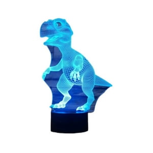 Lelumania - Lampara Ilusion 3D Dino T-Rex De 7 Colores, Base Touch