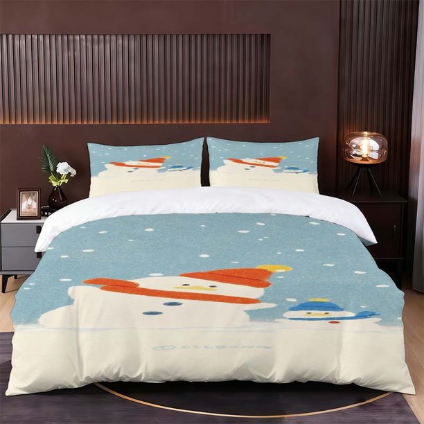 Snowman Illustration Bedding Set. Soft And Comfortable Bedding Set Suitable for All Seasons