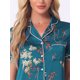 thumbnail image 5 of INSPIRE CHIC Conjunto de Pijama de Satén para Mujeres Regreso a Clases, Top de Manga Corta de Seda Floral y Pantalones 2 Piezas Pijamas S Azul Brillante, 5 of 6