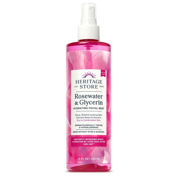 Bruma facial HERITAGE STORE Agua de rosas y glicerina 355 ml