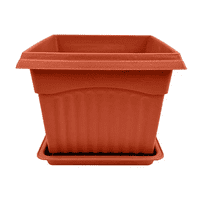 Estilodomus - Macetero Plastico Cuadrados Tamaño Pequeño 16.5Cm Maceta Marrón Pequeño S