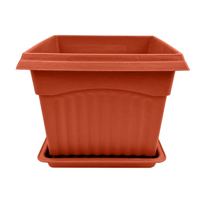 Estilodomus - Macetero Plastico Cuadrados Tamaño Pequeño 16.5Cm Maceta Marrón Pequeño S