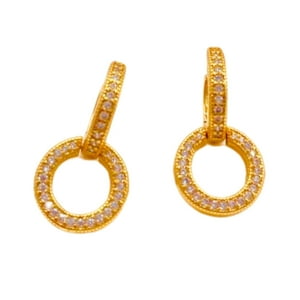 Nordvik London - Aros Doble Círculo, Cintillo De Circonitas, Plata 925 Enchapada En Oro 14K