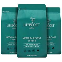 Coffee Lifeboost, Molido, Tostado Medio, 12 Onzas, Paquete De 3 Unidades, Orgánico