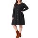 thumbnail image 4 of Vestido de muñeca con cuello redondo para mujer de talla grande Agnes Orinda, decoración de botones, manga larga, vestido casual suave de otoño con bolsillo, 4X negro, 4 of 6
