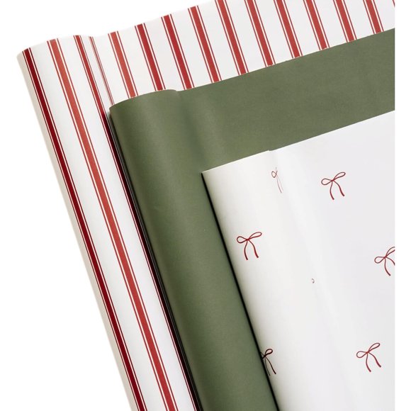 Merry Market Satin Christmas Wrapping Paper Bows, Stripes